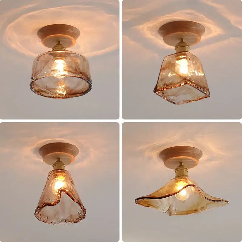 DecorBites™ Amber Glass LED Ceiling Lights Modern Decoration for Home Porch Restaurant
