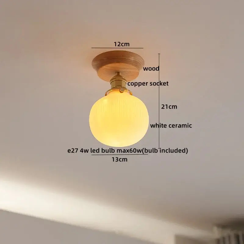 DecorBites™ Amber Glass LED Ceiling Lights Modern Decoration for Home Porch Restaurant