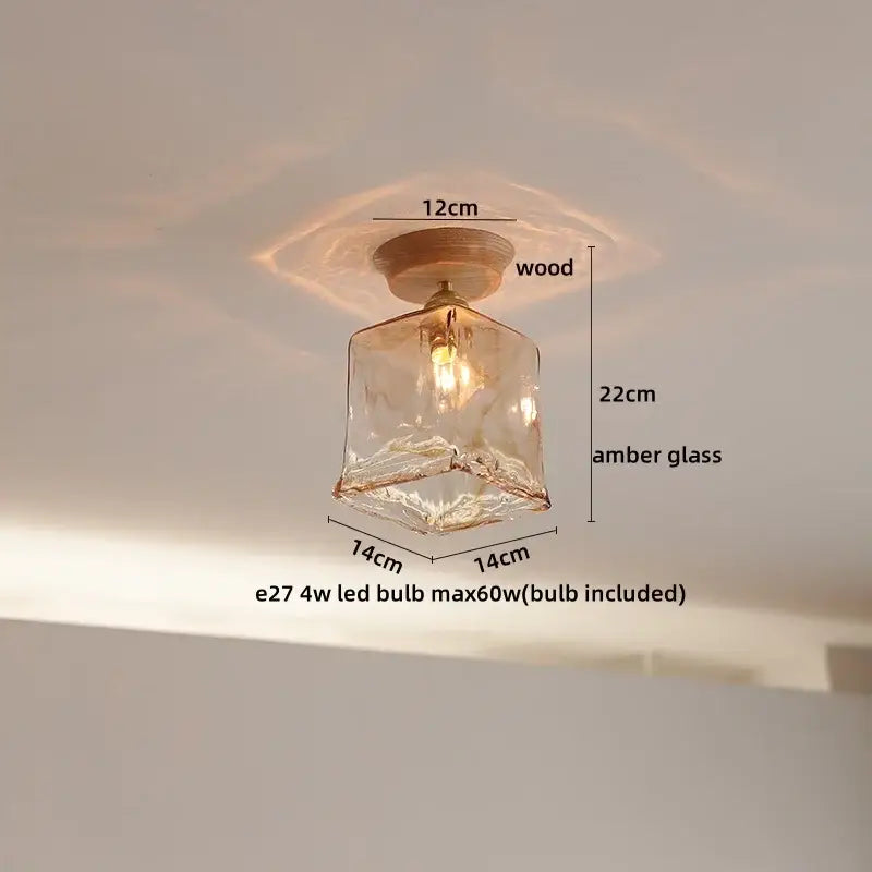DecorBites™ Amber Glass LED Ceiling Lights Modern Decoration for Home Porch Restaurant