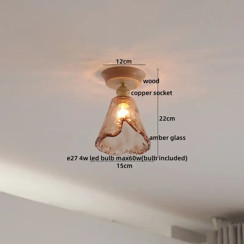 DecorBites™ Amber Glass LED Ceiling Lights Modern Decoration for Home Porch Restaurant