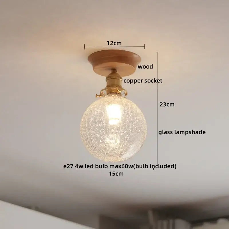 DecorBites™ Amber Glass LED Ceiling Lights Modern Decoration for Home Porch Restaurant