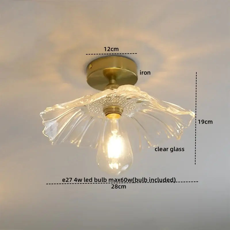 DecorBites™ Amber Glass LED Ceiling Lights Modern Home Lighting Copper Socket