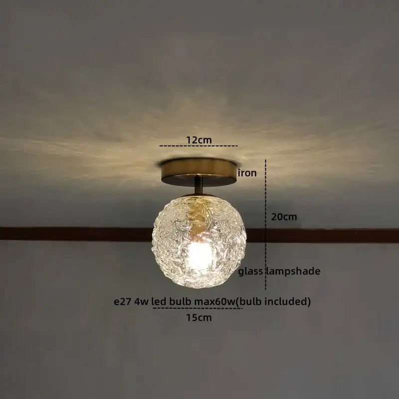 DecorBites™ Amber Glass LED Ceiling Lights Modern Home Lighting Copper Socket