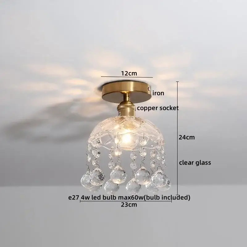 DecorBites™ Amber Glass LED Ceiling Lights Modern Home Lighting Copper Socket