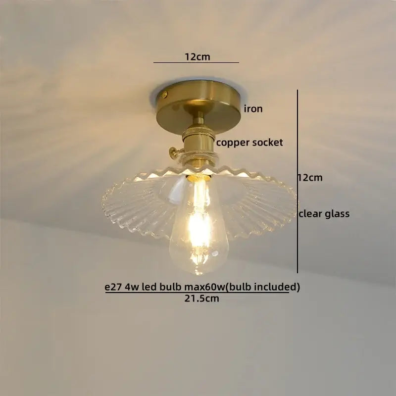 DecorBites™ Amber Glass LED Ceiling Lights Modern Home Lighting Copper Socket