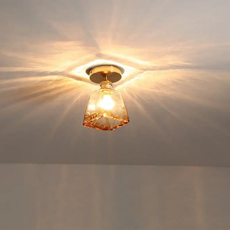 DecorBites™ Amber Glass LED Ceiling Lights Modern Home Lighting Copper Socket
