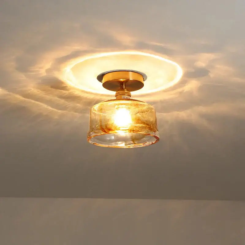 DecorBites™ Amber Glass LED Ceiling Lights Modern Home Lighting Copper Socket