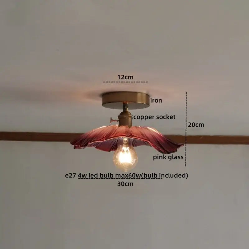 DecorBites™ Amber Glass LED Ceiling Lights Modern Home Lighting Copper Socket