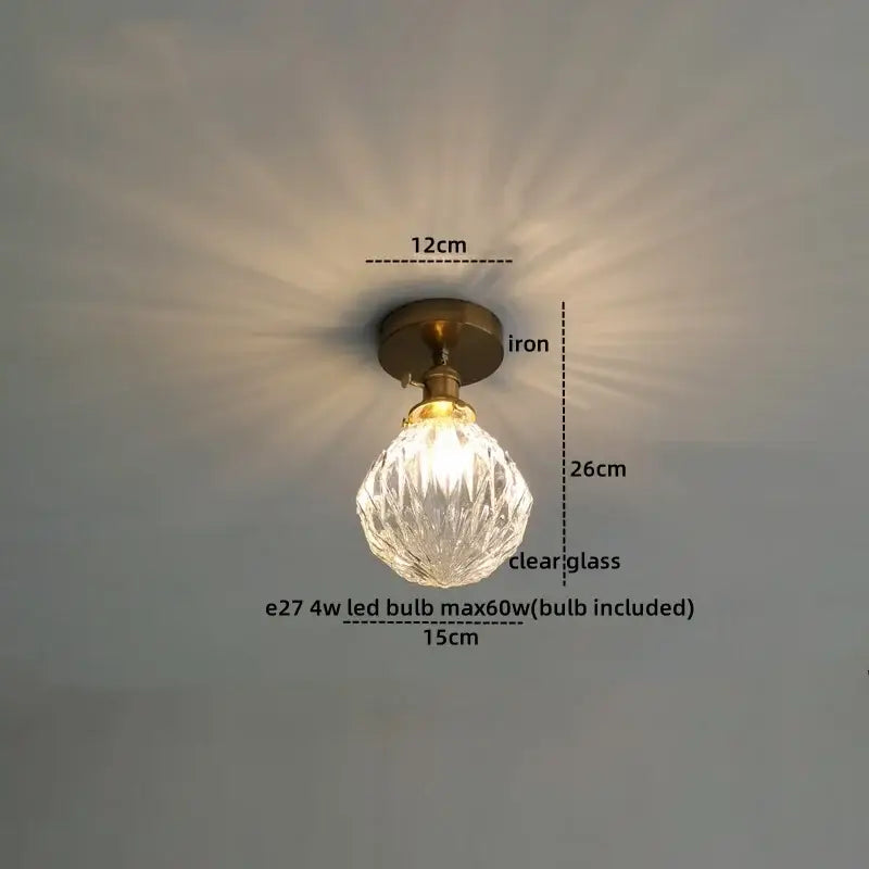 DecorBites™ Amber Glass LED Ceiling Lights Modern Home Lighting Copper Socket
