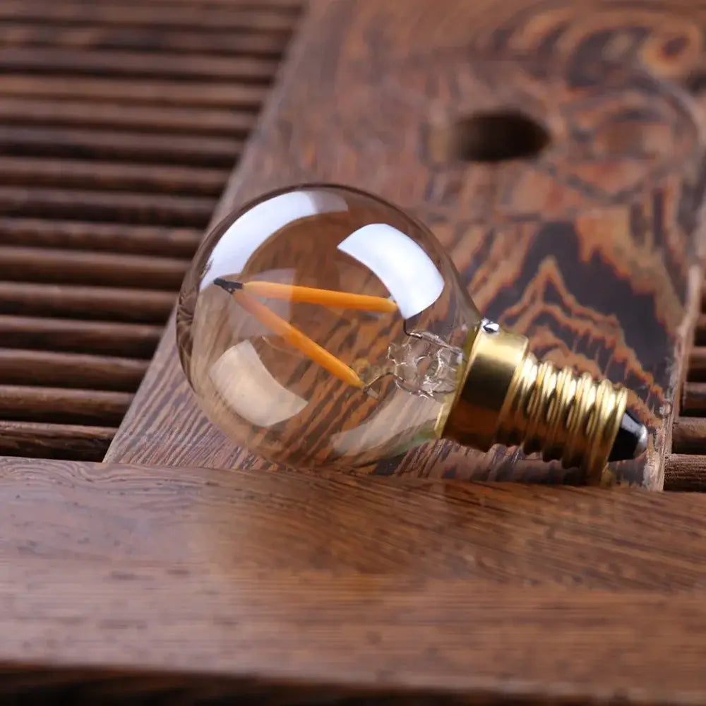DecorBites™ Amber Glass LED Filament Globe Bulb, 2200K Dimmable E12 E14 Outdoor Fairy Light