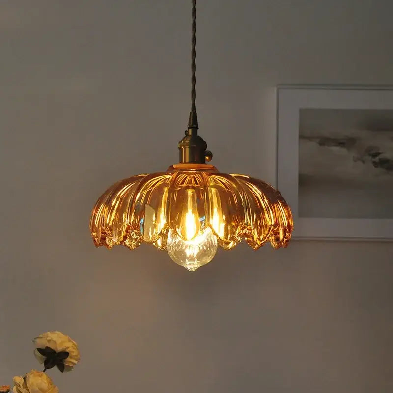 DecorBites™ Amber Glass LED Pendant Lamp Modern Nordic Hanging Light