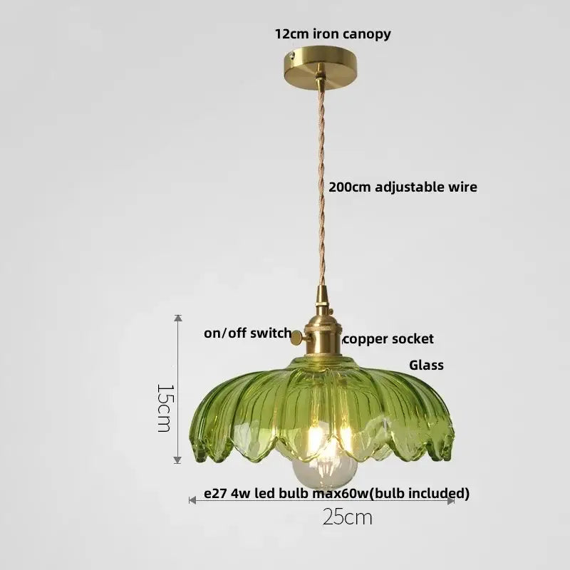 DecorBites™ Amber Glass LED Pendant Lamp Modern Nordic Hanging Light
