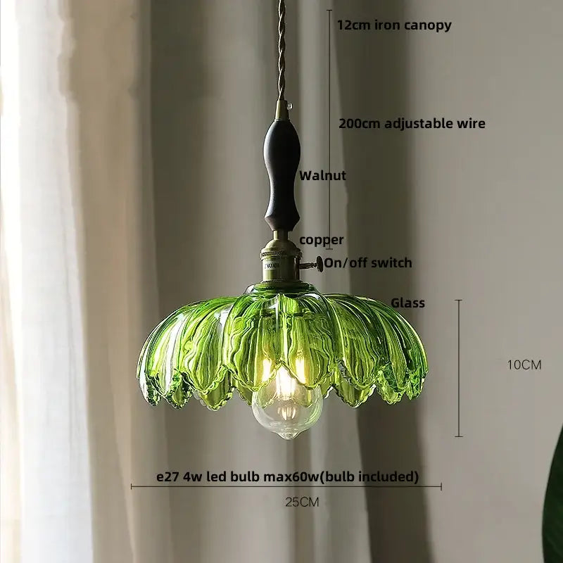 DecorBites™ Amber Glass LED Pendant Lamp Modern Nordic Hanging Light