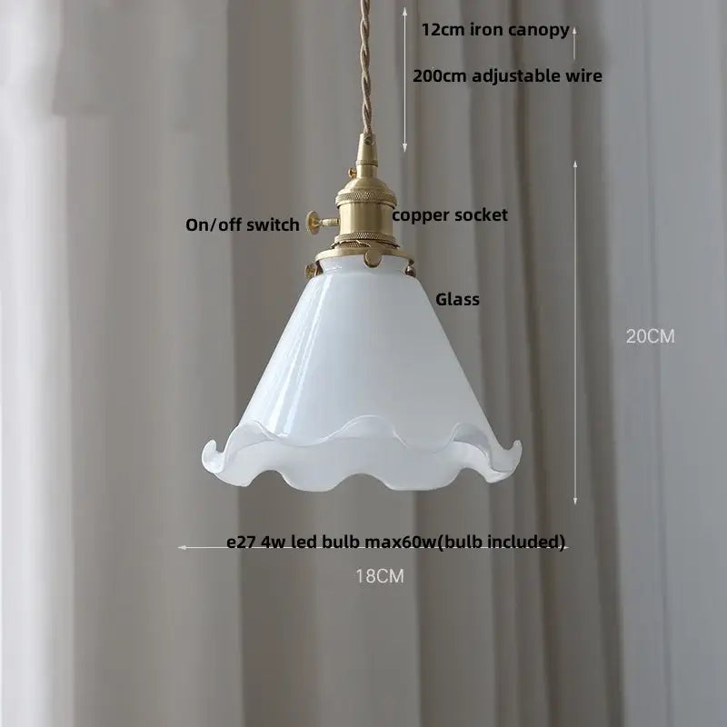 DecorBites™ Amber Glass LED Pendant Lamp Walnut Wood Copper Hanging Light