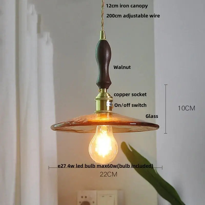 DecorBites™ Amber Glass LED Pendant Lamp with Adjustable Wire for Dining Room and Kitchen