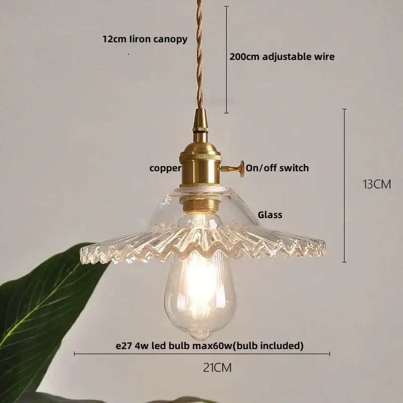 DecorBites™ Amber Glass LED Pendant Lamp with Adjustable Wire for Dining Room and Kitchen