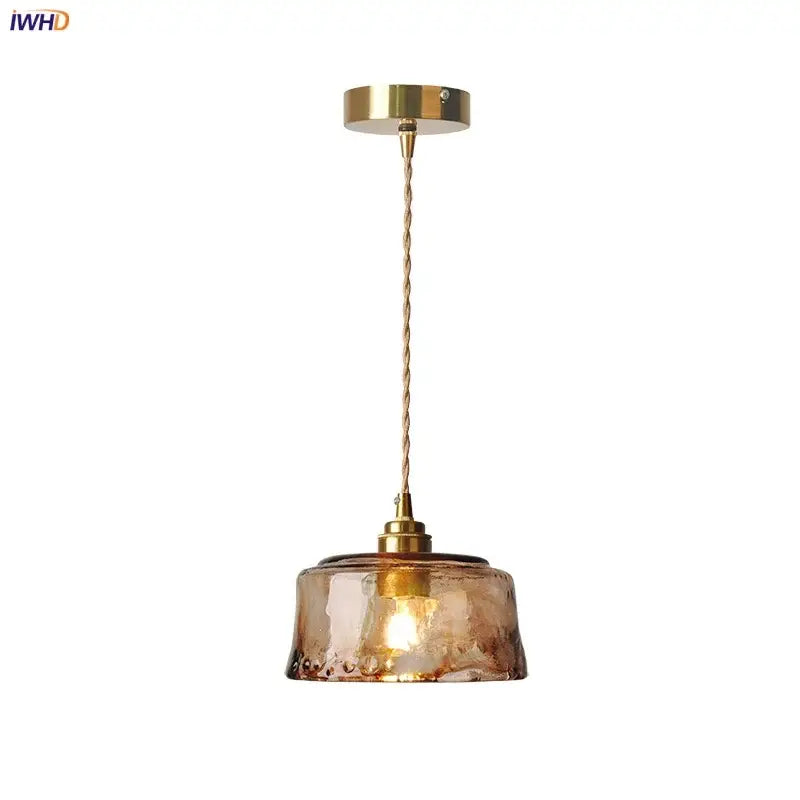 DecorBites™ Amber Glass LED Pendant Lamp with Adjustable Wire for Dining Room and Kitchen