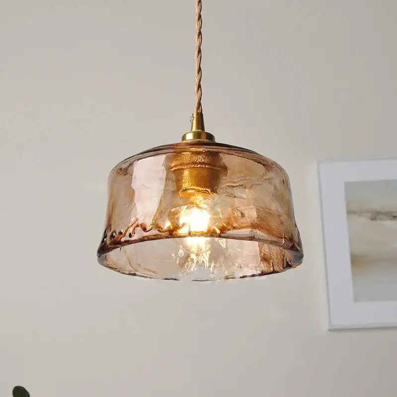DecorBites™ Amber Glass LED Pendant Lamp with Adjustable Wire for Dining Room and Kitchen