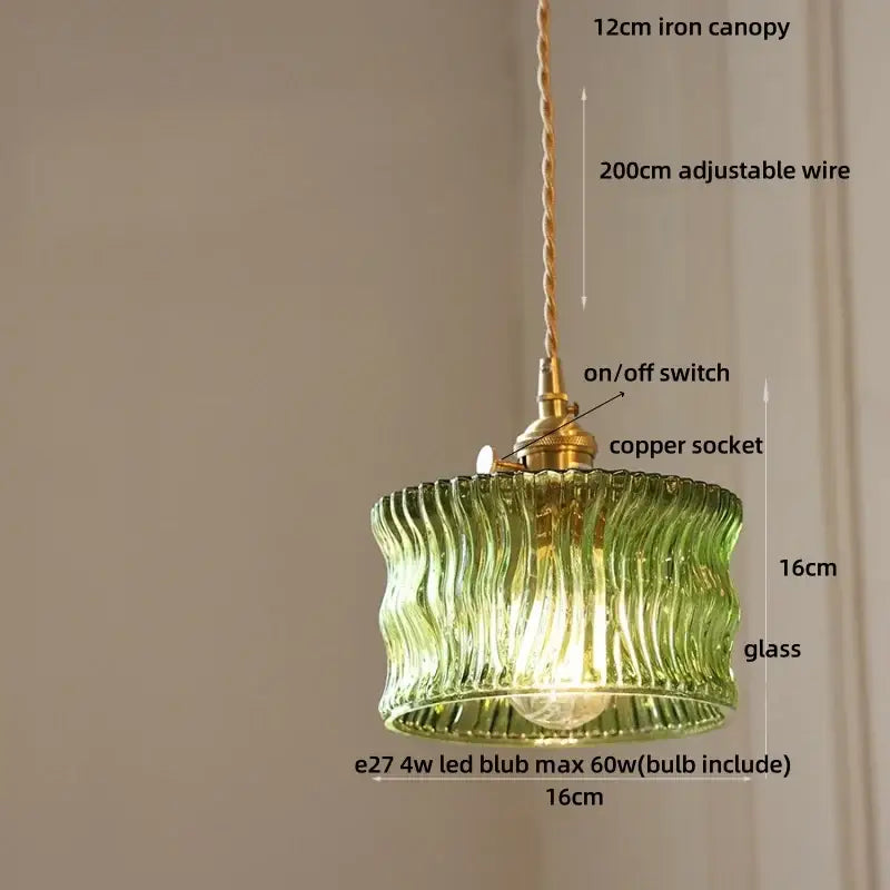 DecorBites™ Amber Glass LED Pendant Light Fixture Modern Home Lighting Plafond Lamp