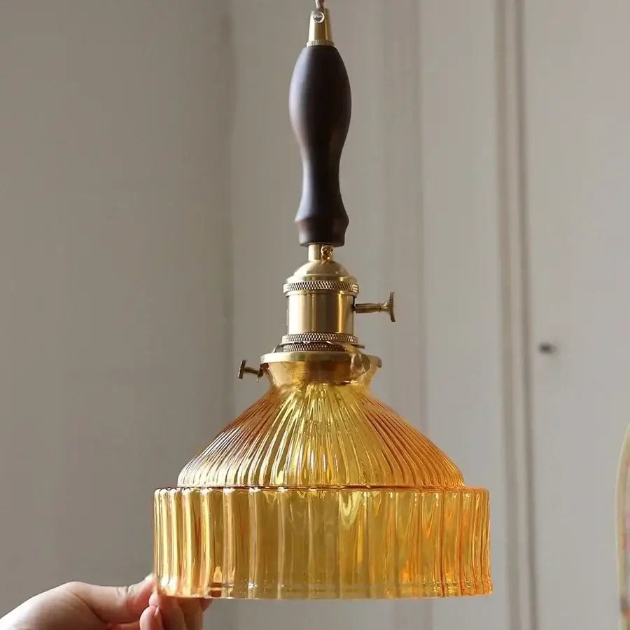 DecorBites™ Amber Glass LED Pendant Light Fixture Modern Home Lighting Plafond Lamp
