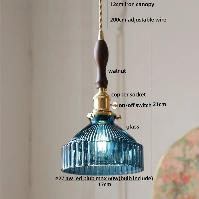 DecorBites™ Amber Glass LED Pendant Light Fixture Modern Home Lighting Plafond Lamp