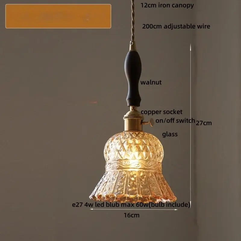 DecorBites™ Amber Glass LED Pendant Light Fixture Modern Home Lighting Plafond Lamp