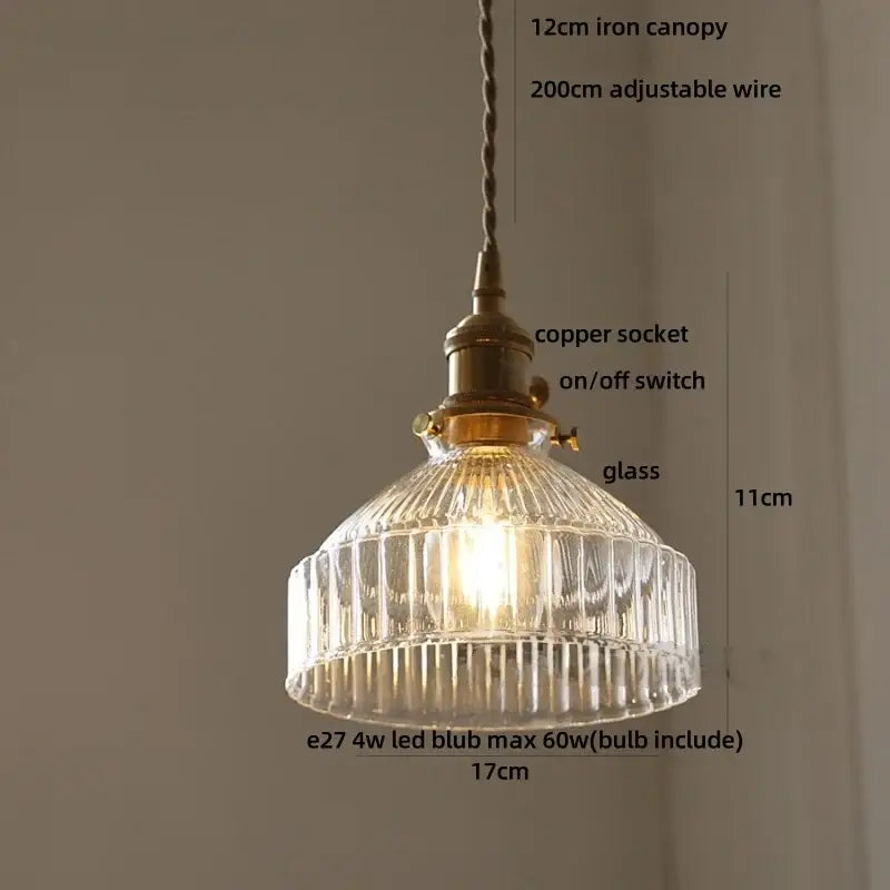 DecorBites™ Amber Glass LED Pendant Light Fixture Modern Home Lighting Plafond Lamp