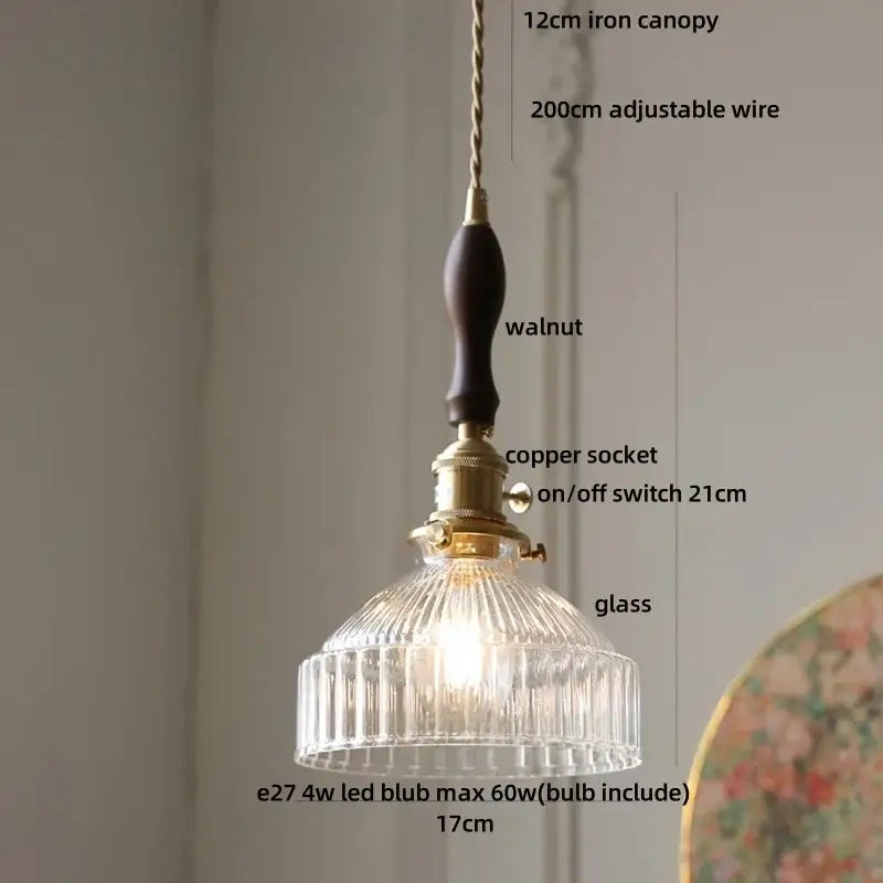 DecorBites™ Amber Glass LED Pendant Light Fixture Modern Home Lighting Plafond Lamp