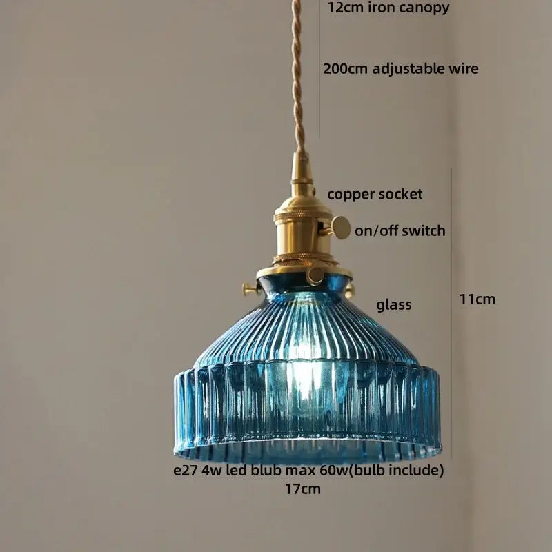 DecorBites™ Amber Glass LED Pendant Light Fixture Modern Home Lighting Plafond Lamp