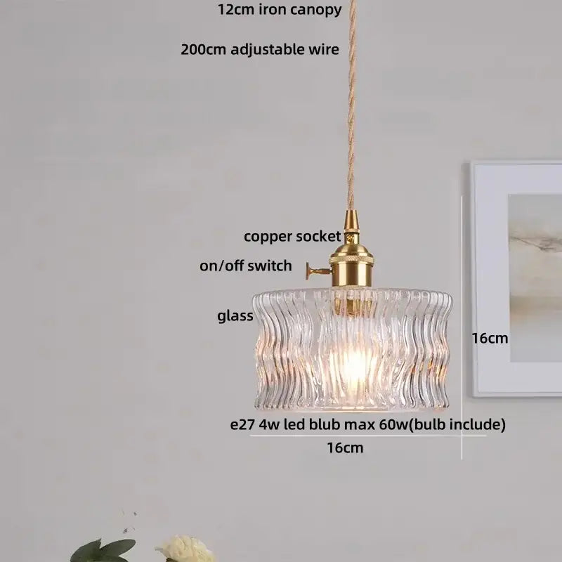DecorBites™ Amber Glass LED Pendant Light Fixture Modern Home Lighting Plafond Lamp