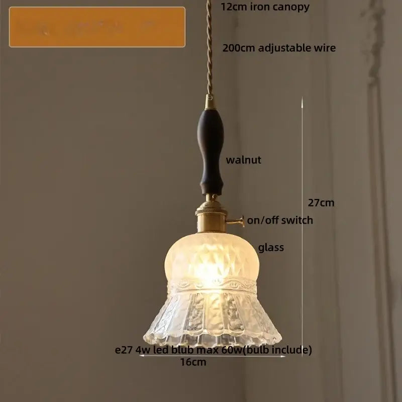 DecorBites™ Amber Glass LED Pendant Light Fixture Modern Home Lighting Plafond Lamp