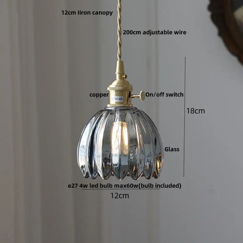DecorBites™ Amber Glass LED Pendant Light - Modern Copper Hanging Fixture