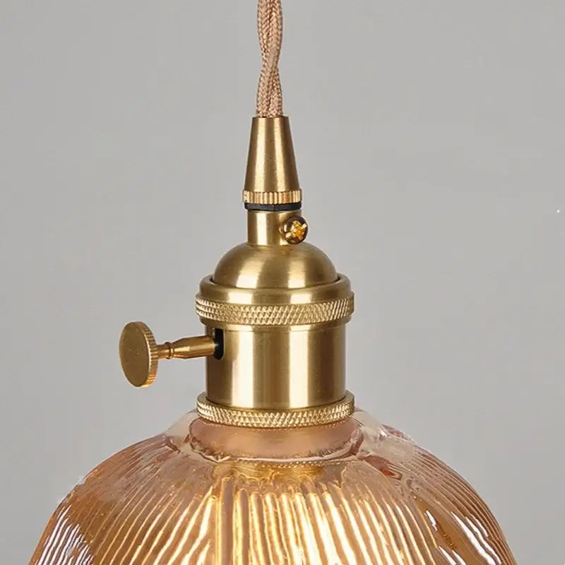 DecorBites™ Amber Glass LED Pendant Light - Modern Copper Hanging Fixture