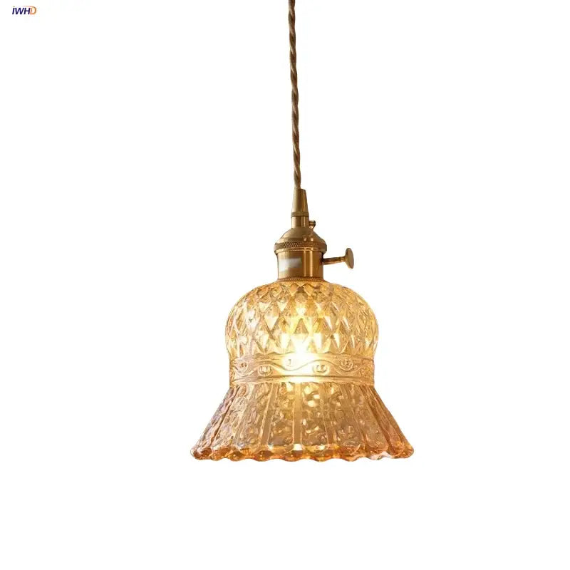 DecorBites™ Amber Glass LED Pendant Light Modern Nordic Hanging Lamp