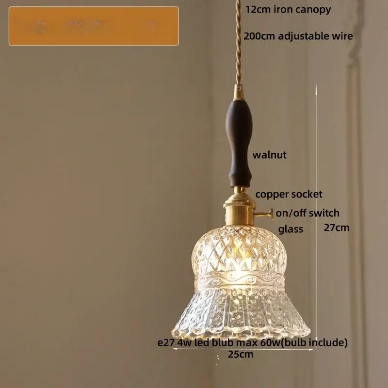DecorBites™ Amber Glass LED Pendant Light Modern Nordic Hanging Lamp