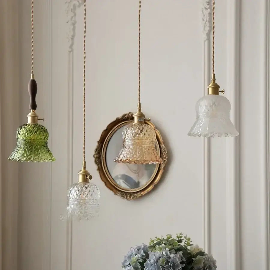 DecorBites™ Amber Glass LED Pendant Light Modern Nordic Hanging Lamp