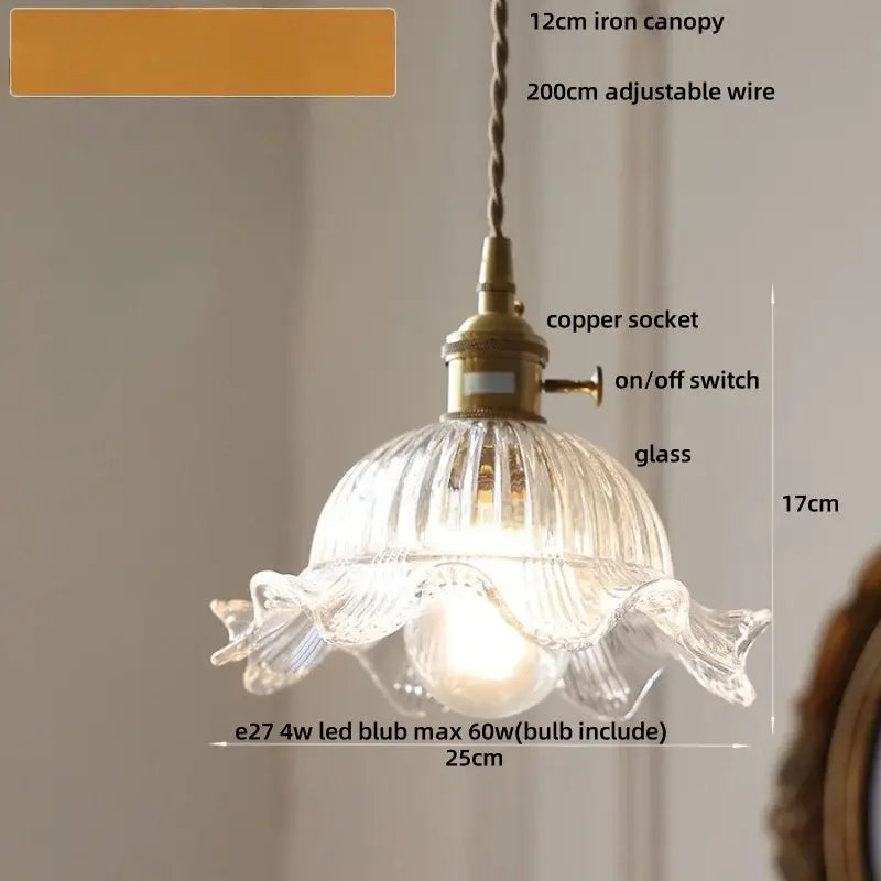 DecorBites™ Amber Glass LED Pendant Light Modern Nordic Hanging Lamp