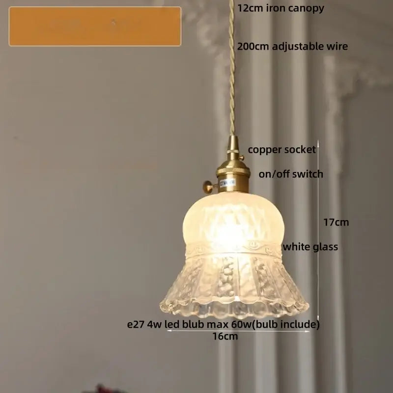 DecorBites™ Amber Glass LED Pendant Light Modern Nordic Hanging Lamp