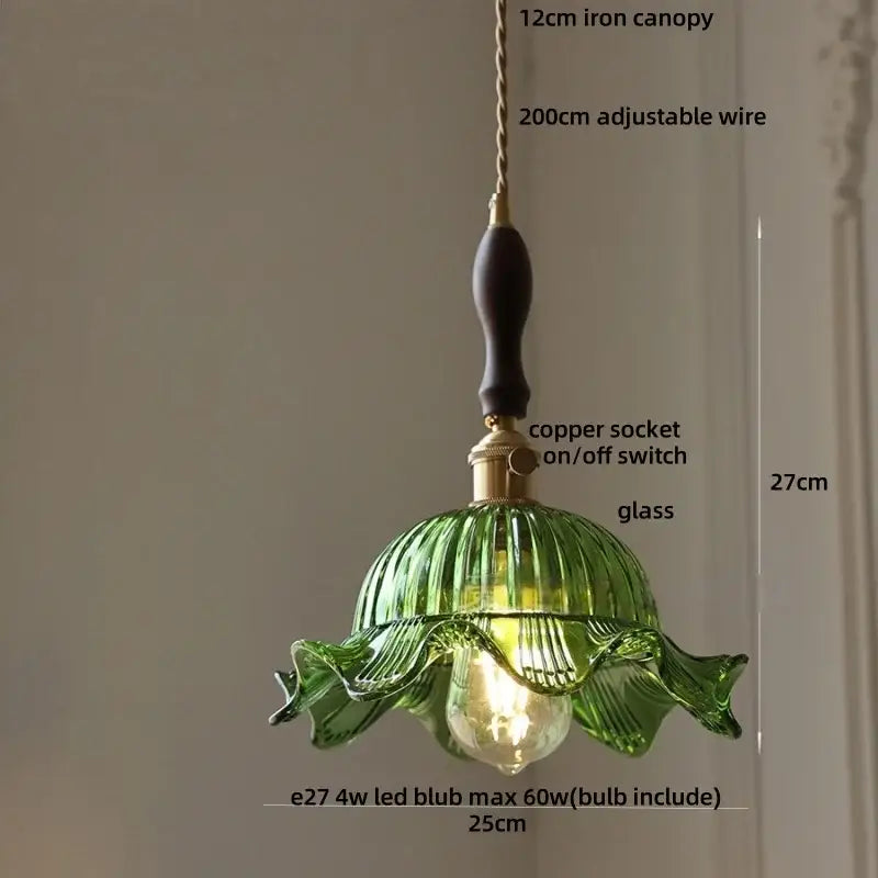 DecorBites™ Amber Glass LED Pendant Light Modern Nordic Hanging Lamp