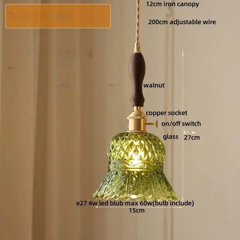 DecorBites™ Amber Glass LED Pendant Light Modern Nordic Hanging Lamp