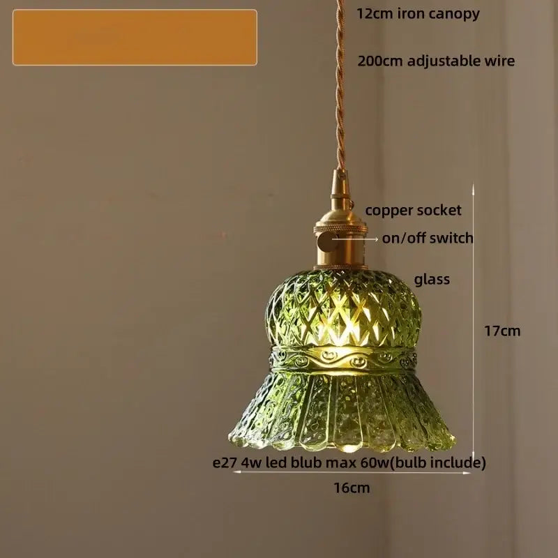 DecorBites™ Amber Glass LED Pendant Light Modern Nordic Hanging Lamp