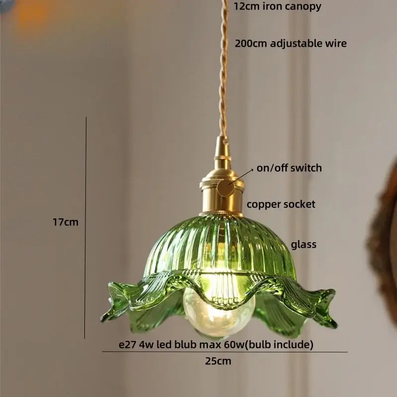 DecorBites™ Amber Glass LED Pendant Light Modern Nordic Hanging Lamp