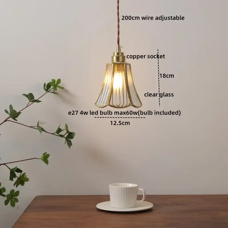 DecorBites™ Amber Glass LED Pendant Light - Nordic Modern Copper Suspension Luminaire for Home