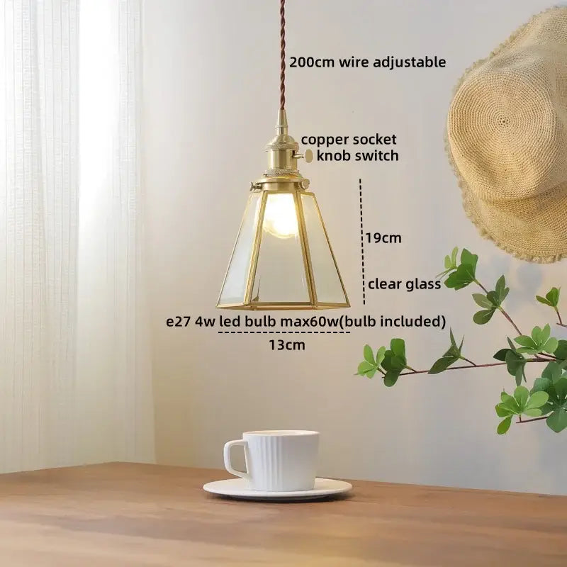 DecorBites™ Amber Glass LED Pendant Light - Nordic Modern Copper Suspension Luminaire for Home