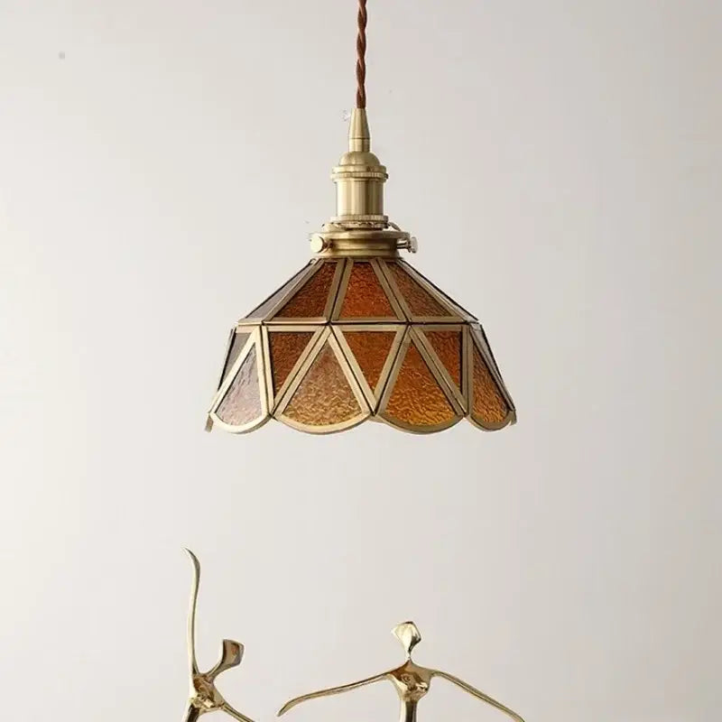 DecorBites™ Amber Glass LED Pendant Light - Nordic Modern Copper Suspension Luminaire for Home