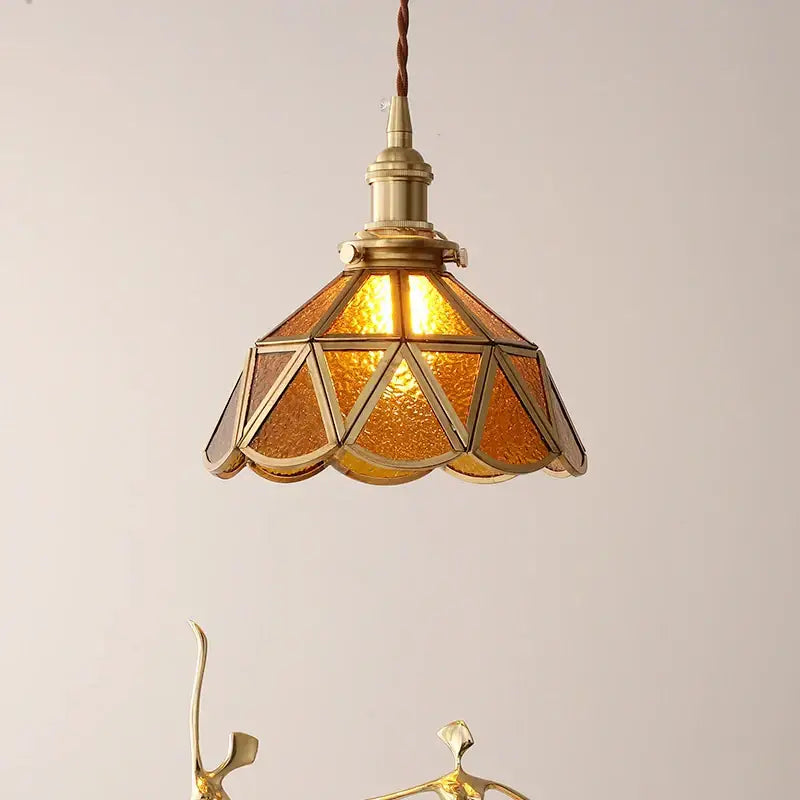 DecorBites™ Amber Glass LED Pendant Light - Nordic Modern Copper Suspension Luminaire for Home