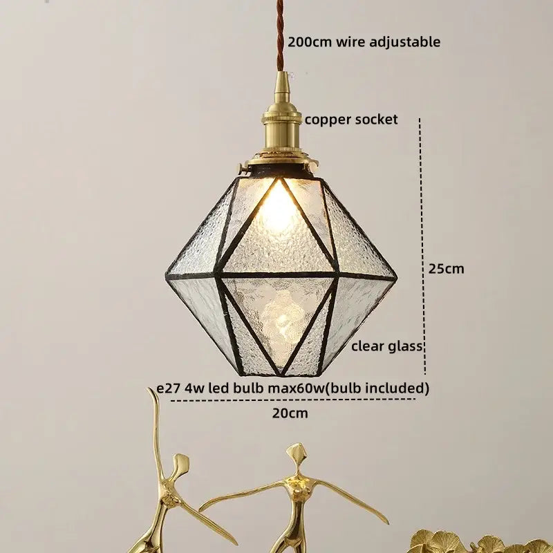 DecorBites™ Amber Glass LED Pendant Light - Nordic Modern Copper Suspension Luminaire for Home