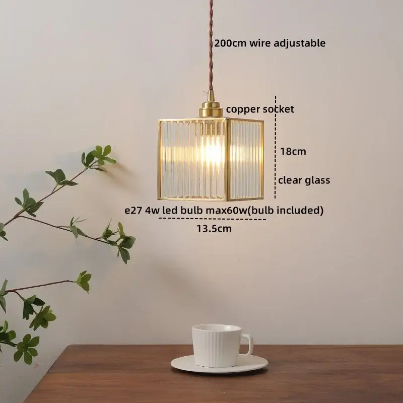 DecorBites™ Amber Glass LED Pendant Light - Nordic Modern Copper Suspension Luminaire for Home