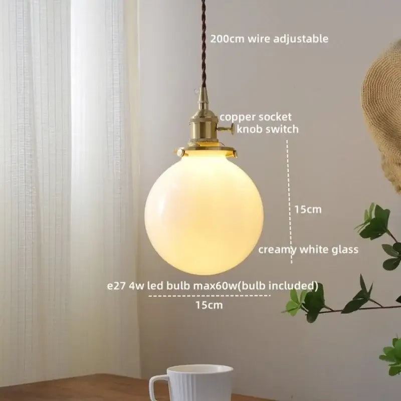 DecorBites™ Amber Glass LED Pendant Light - Nordic Modern Copper Suspension Luminaire for Home