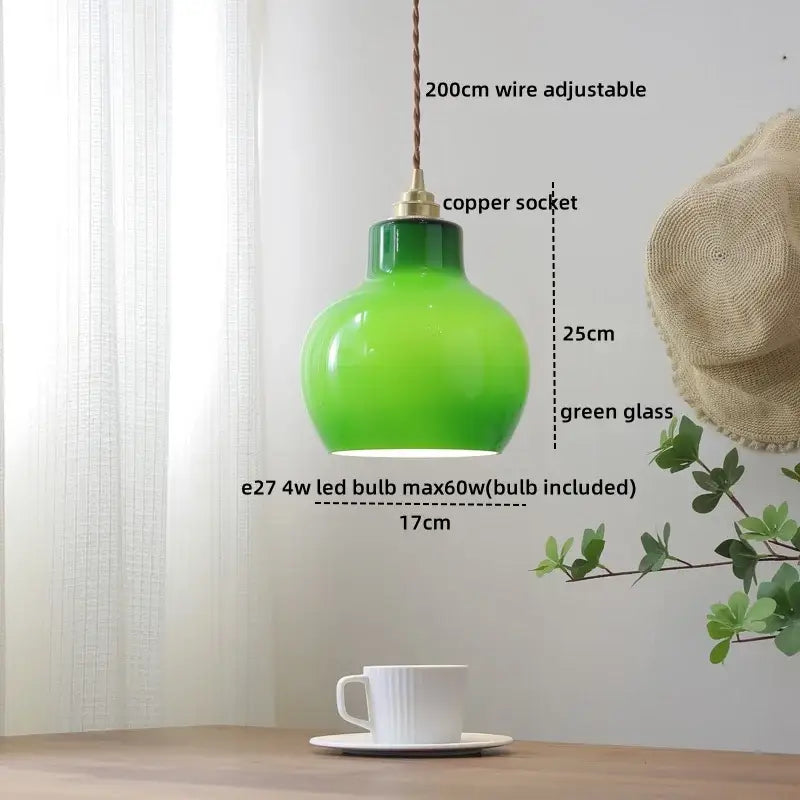 DecorBites™ Amber Glass LED Pendant Light - Nordic Modern Copper Suspension Luminaire for Home